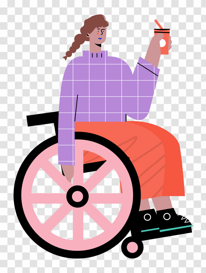 Sitting On Wheelchair Woman Lady Transparent PNG