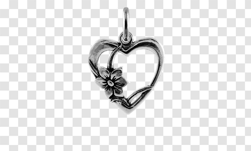 Locket Sterling Silver Body Jewellery Heart - Black And White Transparent PNG