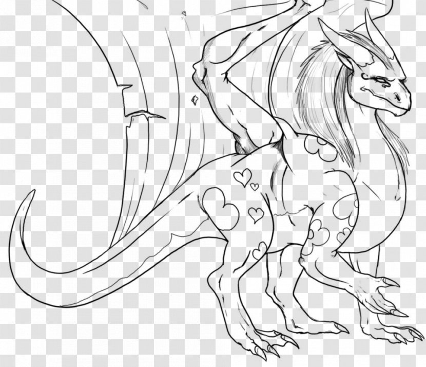 Line Art Drawing DeviantArt Coloring Book Black And White - Dragon - Lineart Transparent PNG