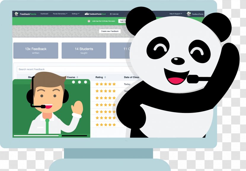 Giant Panda Student Course Teacher Organization - Feedback Transparent PNG