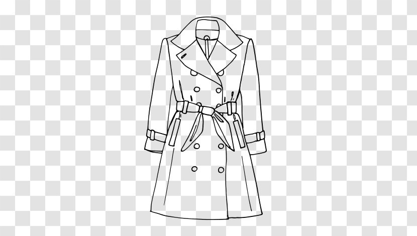 Trench Coat Drawing Painting Fashion Black And White - Coloring Book Transparent PNG
