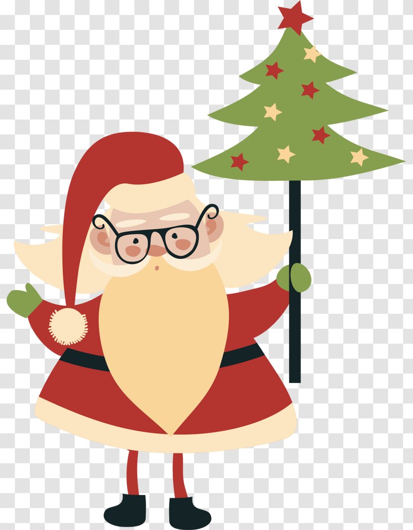 Christmas Tree Santa Claus Day Image Illustration - Cartoon - Hand Transparent PNG