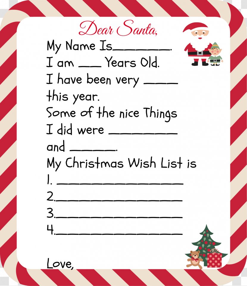 Santa Claus Letter Christmas Day Child Biblical Magi - Frame - Dear Tooth Fairy Writing Paper Transparent PNG