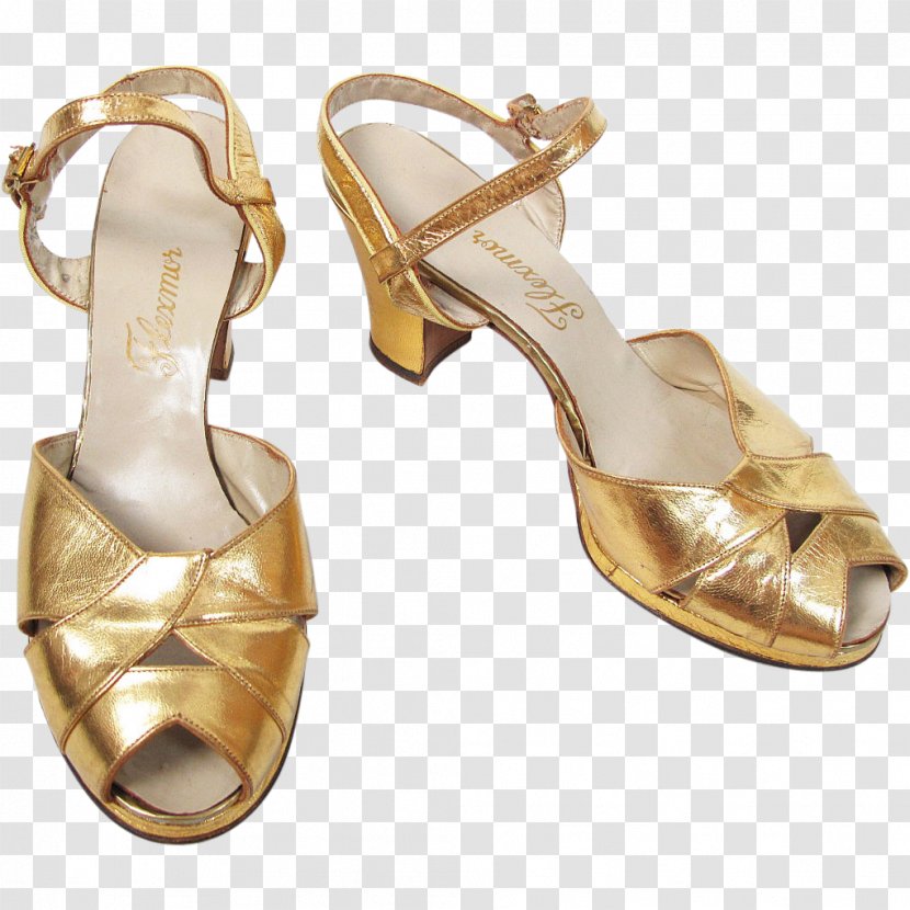 Shoe Product Design Sandal Metal Beige - Gold Chunky Heel Shoes For Women Transparent PNG