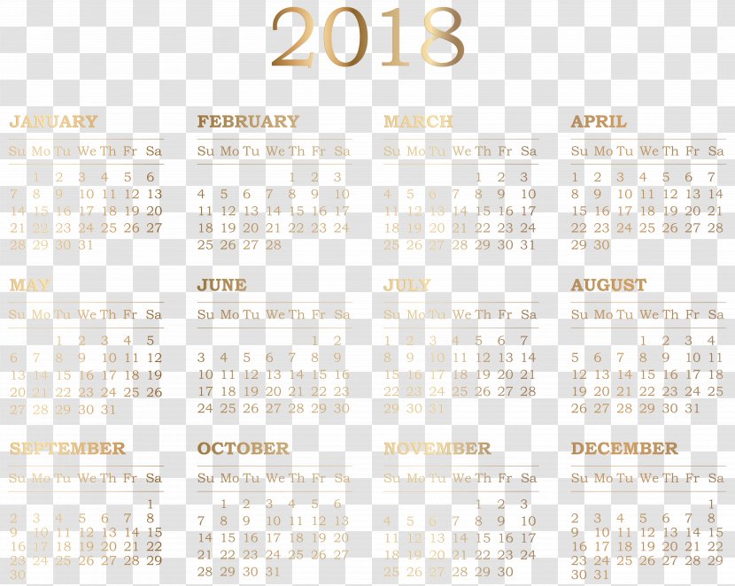 Calendar Pattern - Text - 2018 Transparent Clip Art Transparent PNG