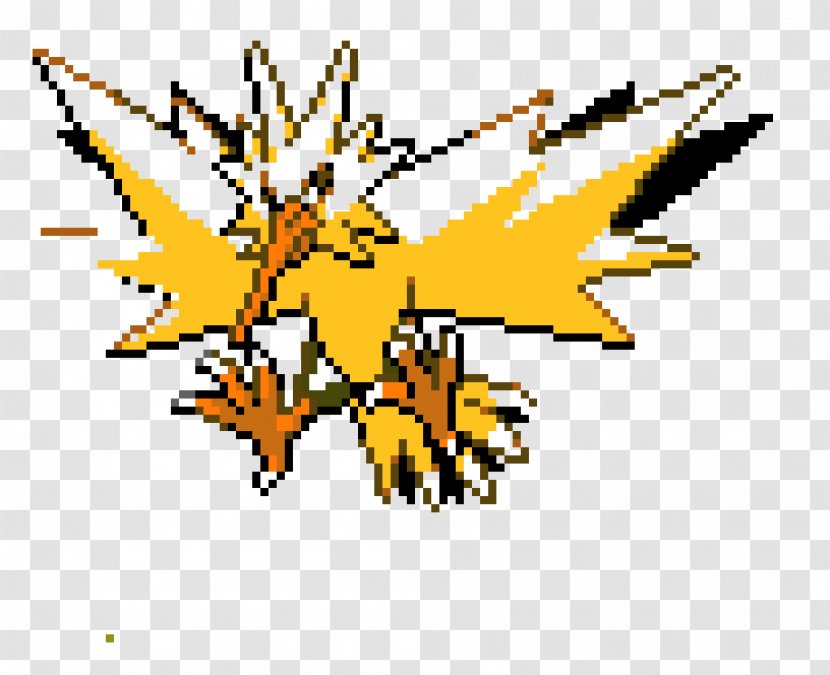 Zapdos Pokémon FireRed And LeafGreen X Y Moltres Articuno - Minecraft - Pixel Art Transparent PNG
