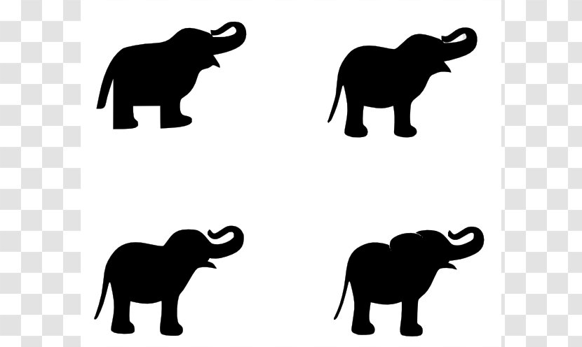 Indian Elephant Stencil Clip Art - Black And White Transparent PNG