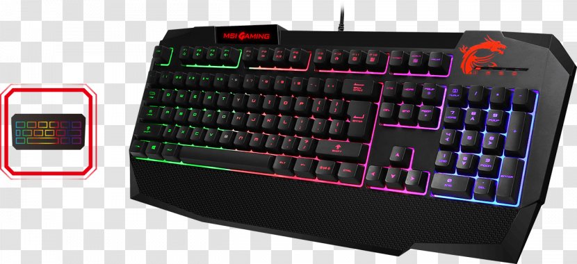 Computer Keyboard MSI Gaming Keypad Hardware - Haptic Technology - Backlight Transparent PNG
