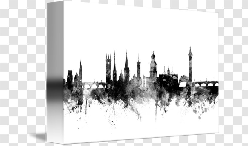 Shrewsbury Skyline Art Canvas Watercolor Painting - Heart - SKYLINE ENGLAND Transparent PNG