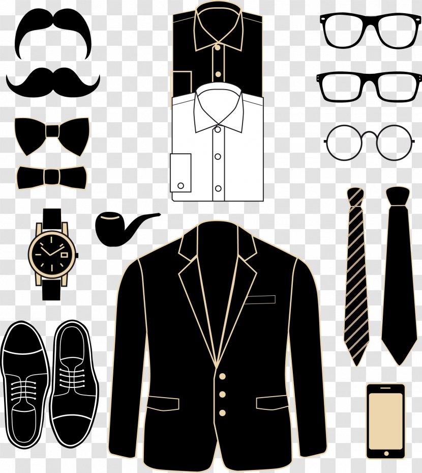 Suit Clothing Fashion Illustration - Men's Suits Shirts Neckties Shoes Transparent PNG