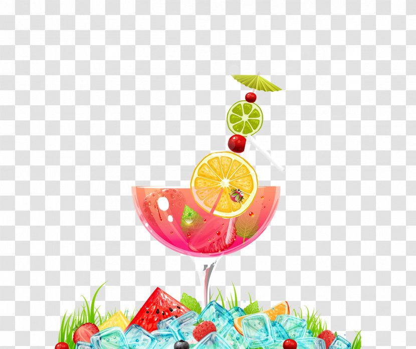 Ice Cream Orange Juice Cocktail Tea - Flower - Cartoon Kumquat Lemon Water Transparent PNG