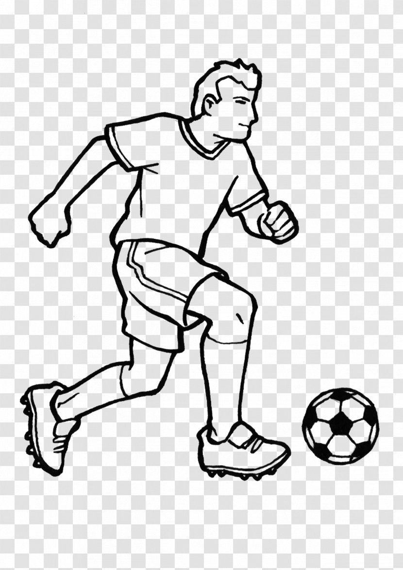 Football Coloring Book Black And White Sport - Footballer Transparent PNG