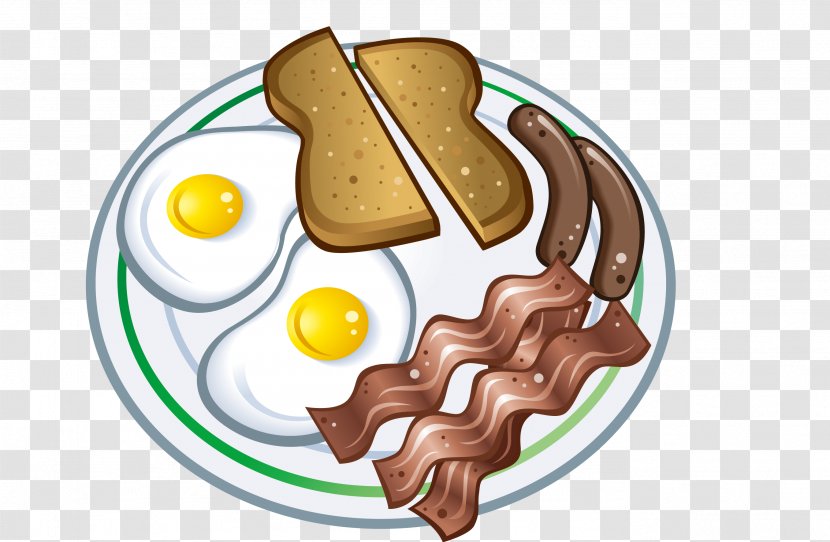 Sausage Breakfast Bacon Omelette - Cartoon Vector Transparent PNG