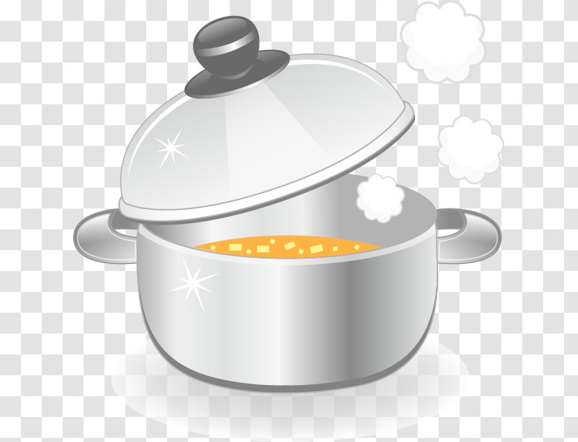 Instant Noodle Stock Pot - Frying Pan - Hand-painted Silver Pattern Transparent PNG