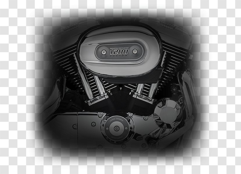 Harley-Davidson Sportster Custom Motorcycle Evolution Engine - Black And White Transparent PNG