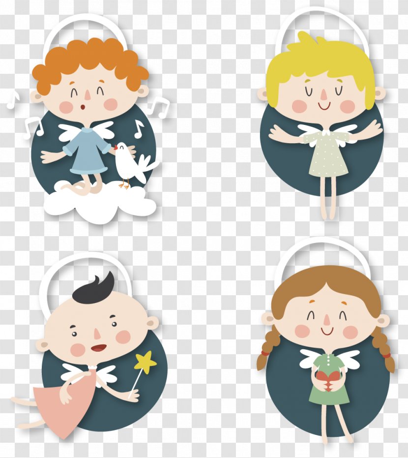 Sticker Clip Art - Praying - Four Cute Angel Transparent PNG