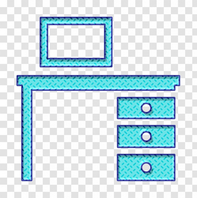 Computer Icon Desk Furniture - Aqua - Rectangle Transparent PNG