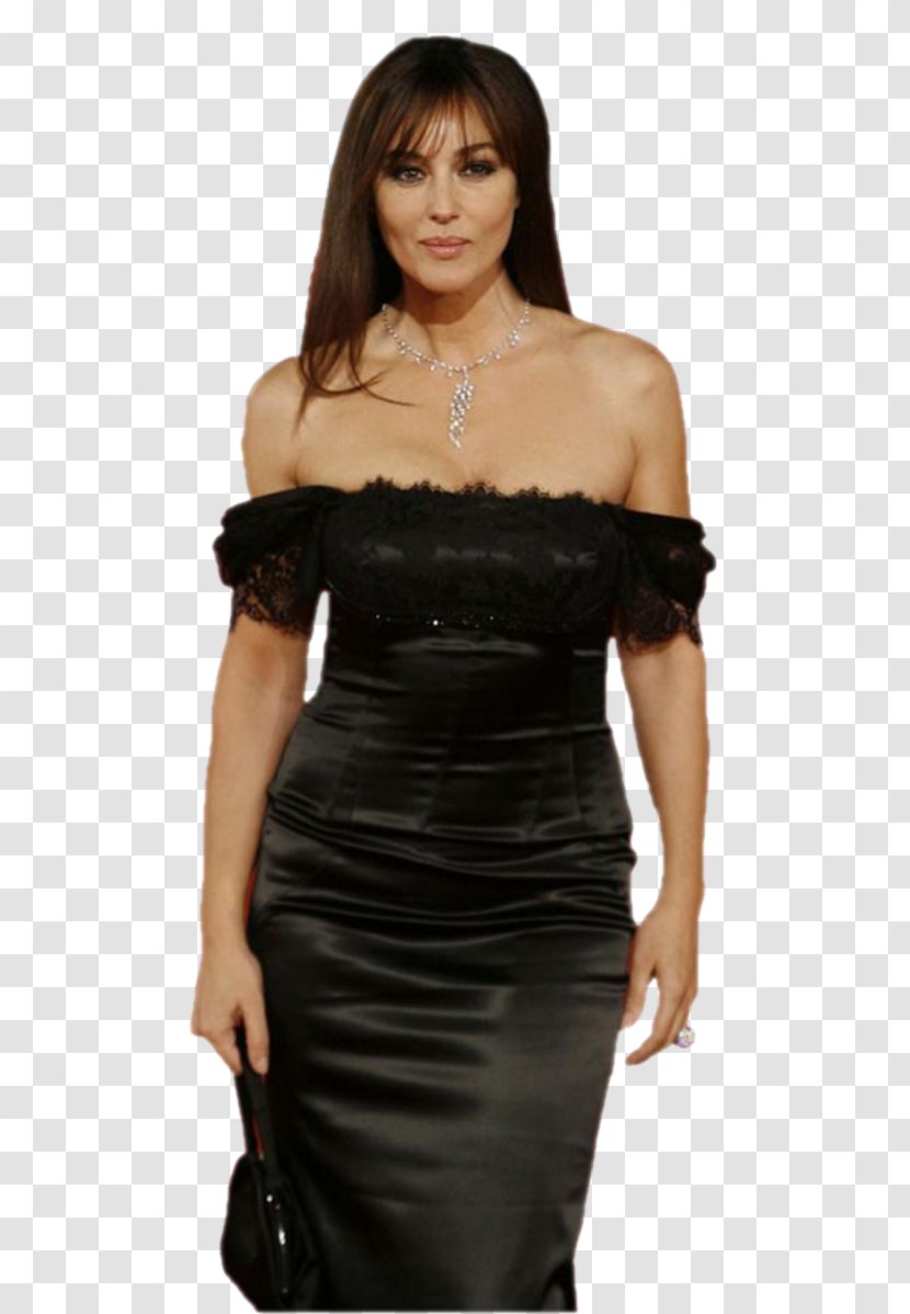 Monica Bellucci Little Black Dress Fashion Model Satin Photo Shoot Transparent PNG