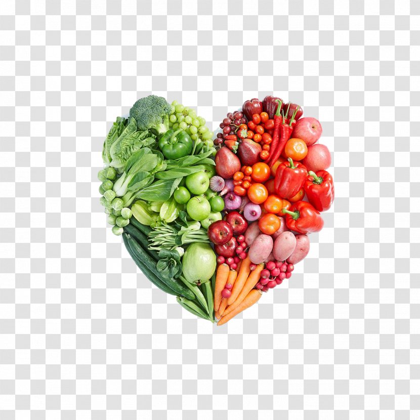 Junk Food Fast Eating Diet - Fat - Fresh Heart-shaped Bright Vegetables And Fruits Transparent PNG