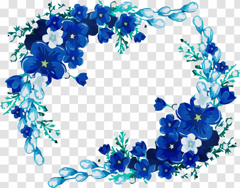 Blue Watercolor Flowers Transparent PNG