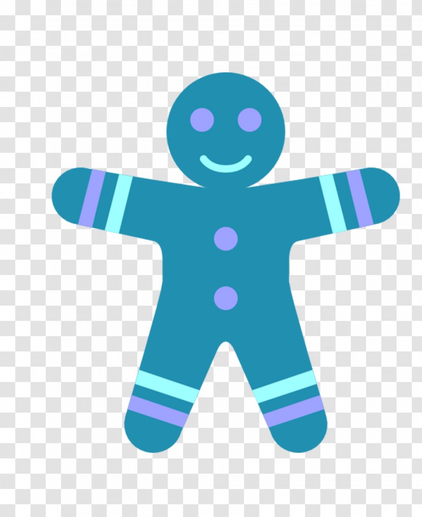 Gingerbread Man ICO Icon - Christmas - Blue Cartoon Transparent PNG