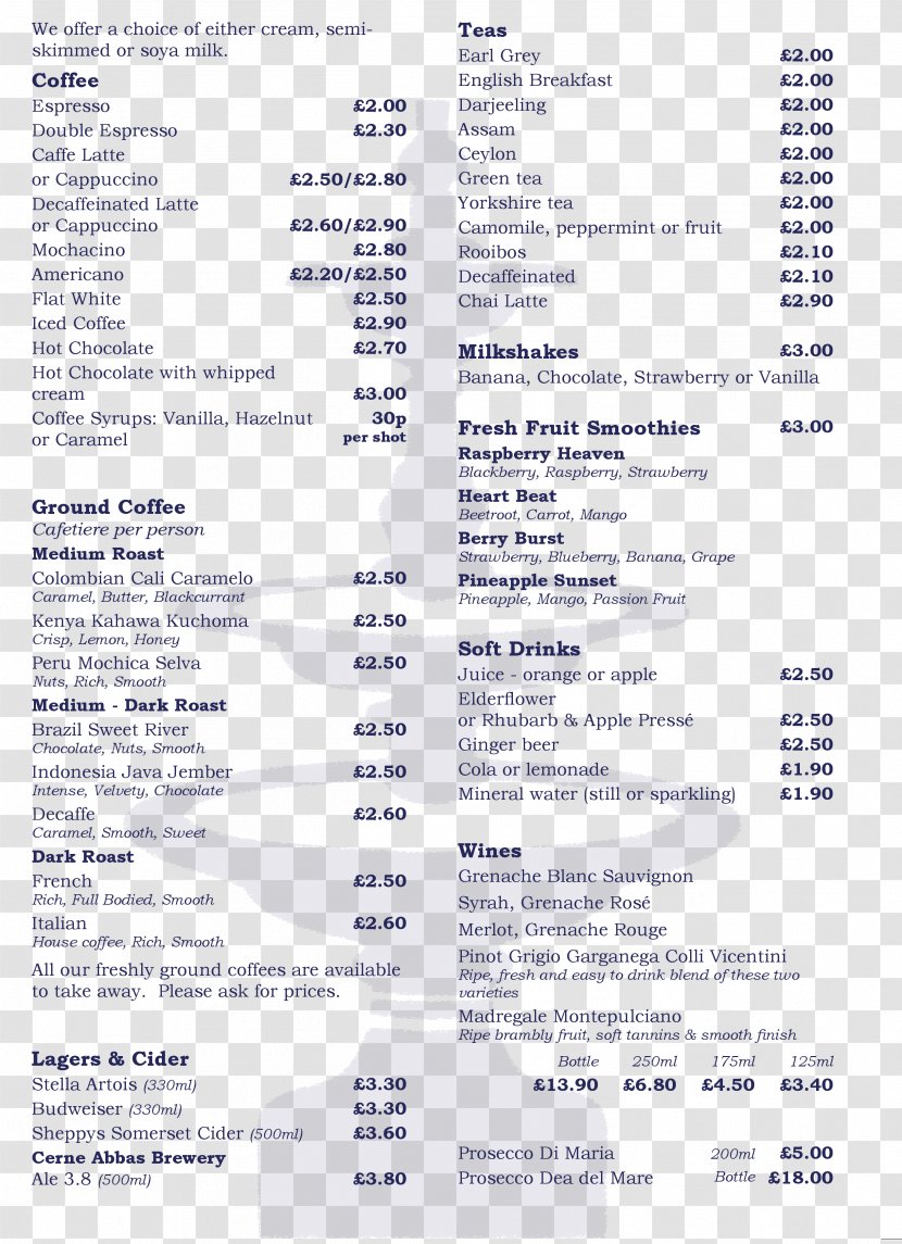 Cafe Take-out Coffee Drink Menu - Area - Shop Transparent PNG