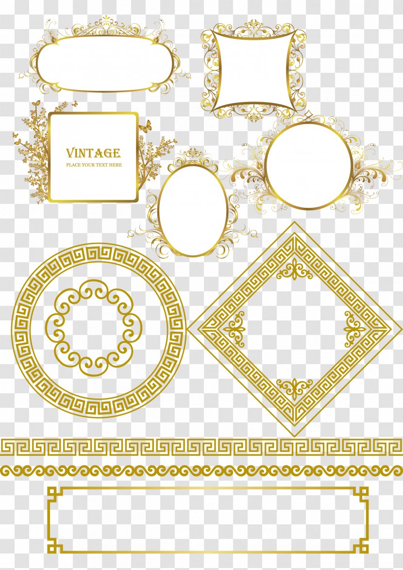 Paper Picture Frame - Chinoiserie - Golden China Wind Pattern Material Transparent PNG