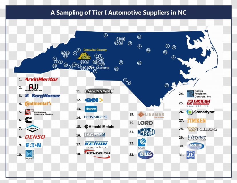 Map Western North Carolina Automotive Industry Manufacturing - Area Transparent PNG
