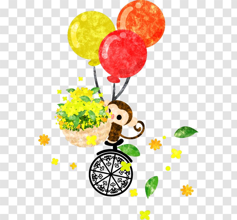 Unicycle Clip Art - Price - The Little Monkey Scatters Flowers Transparent PNG