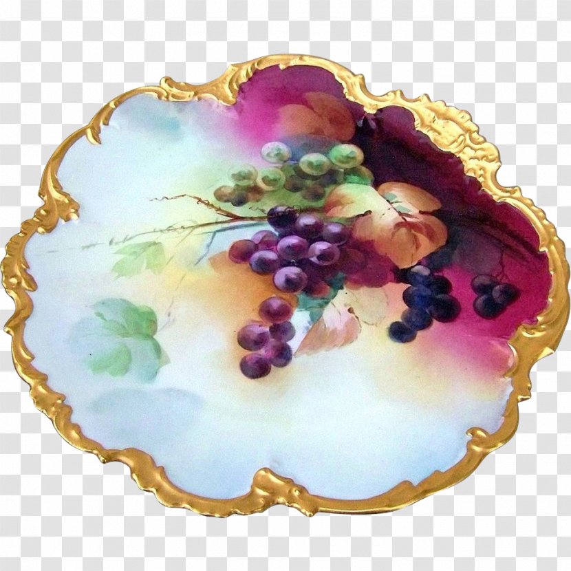 Tableware Platter Plate Porcelain Purple - Hand Painted Grapes Transparent PNG