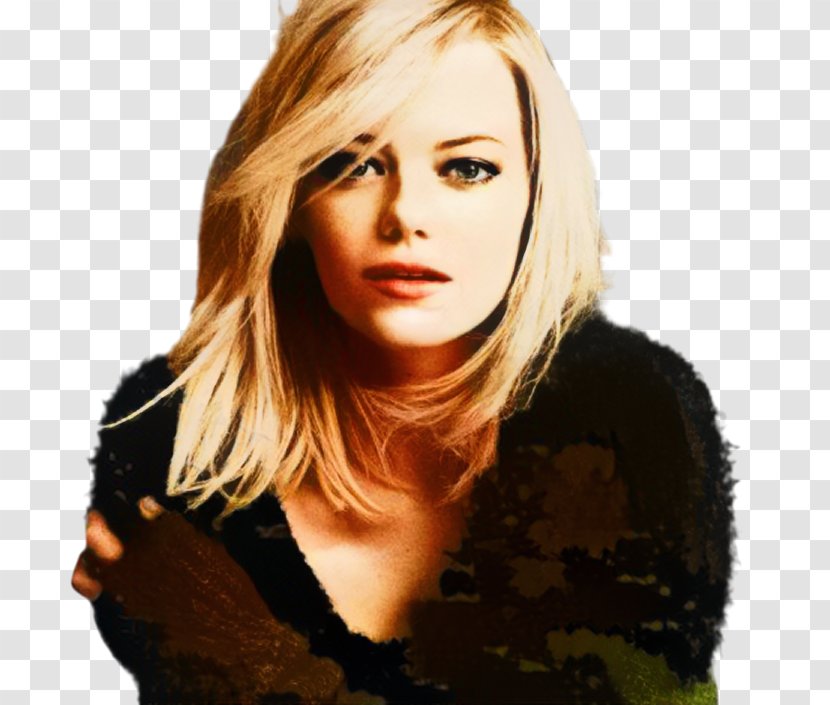 Emma Stone Blond Hairstyle Layered Hair Bob Cut - Coloring Transparent PNG