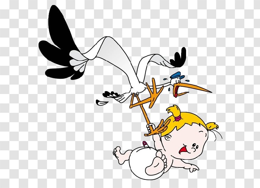 White Stork Infant Diaper Clip Art - Cartoon - Wearing Transparent PNG
