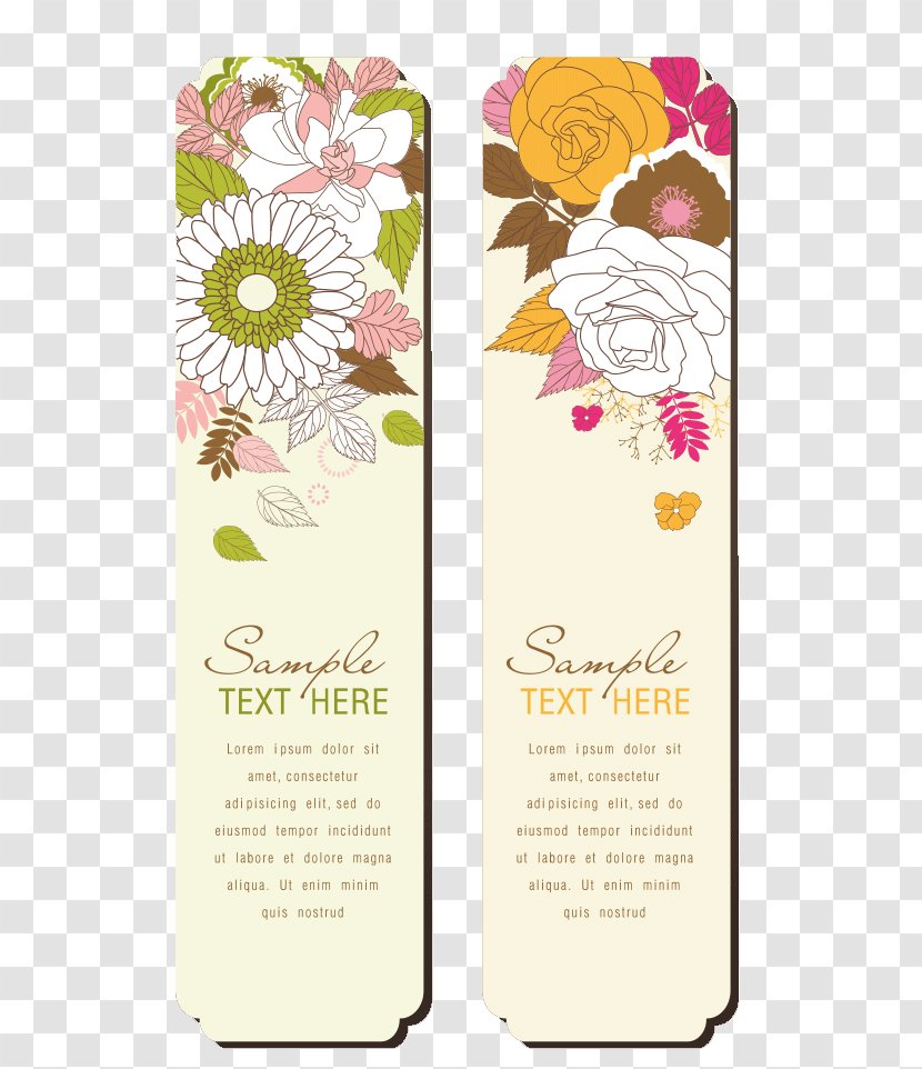 Vector Flowers Bookmarks - Flower - Text Transparent PNG