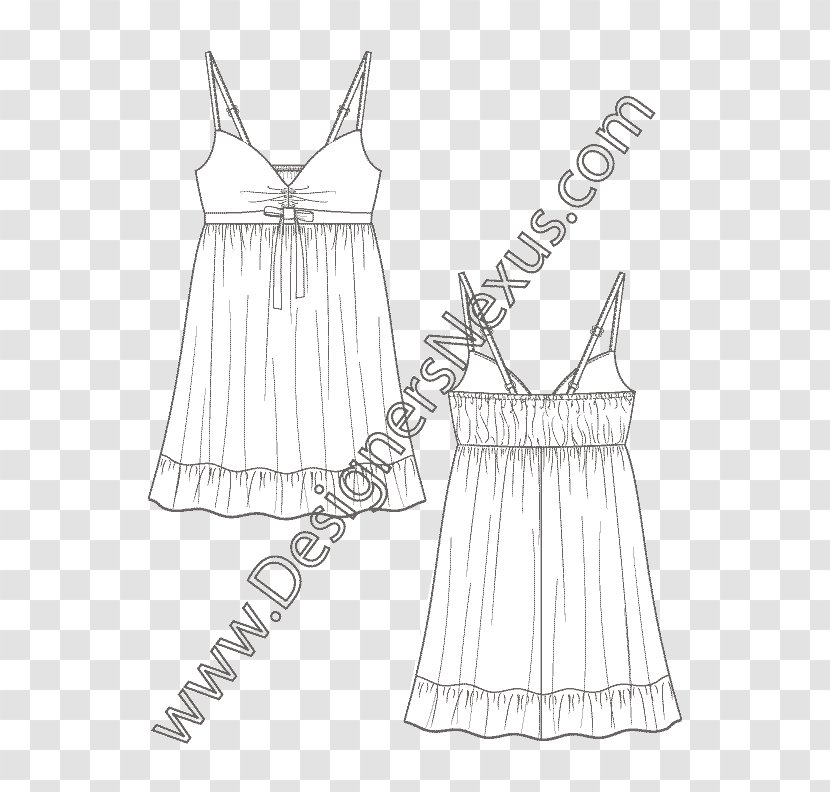 Dress Sketch Clothing Shoulder Sleeve - Outerwear Transparent PNG