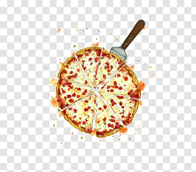 Pizza Italian Cuisine Fast Food Delivery - Restaurant - Watercolor Transparent PNG