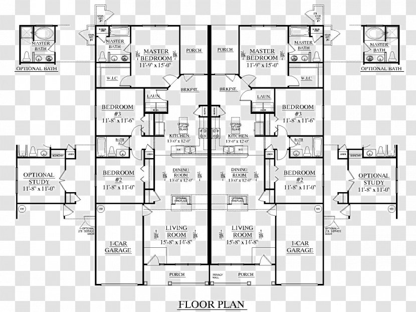 House Plan Duplex Architectural Building Transparent PNG