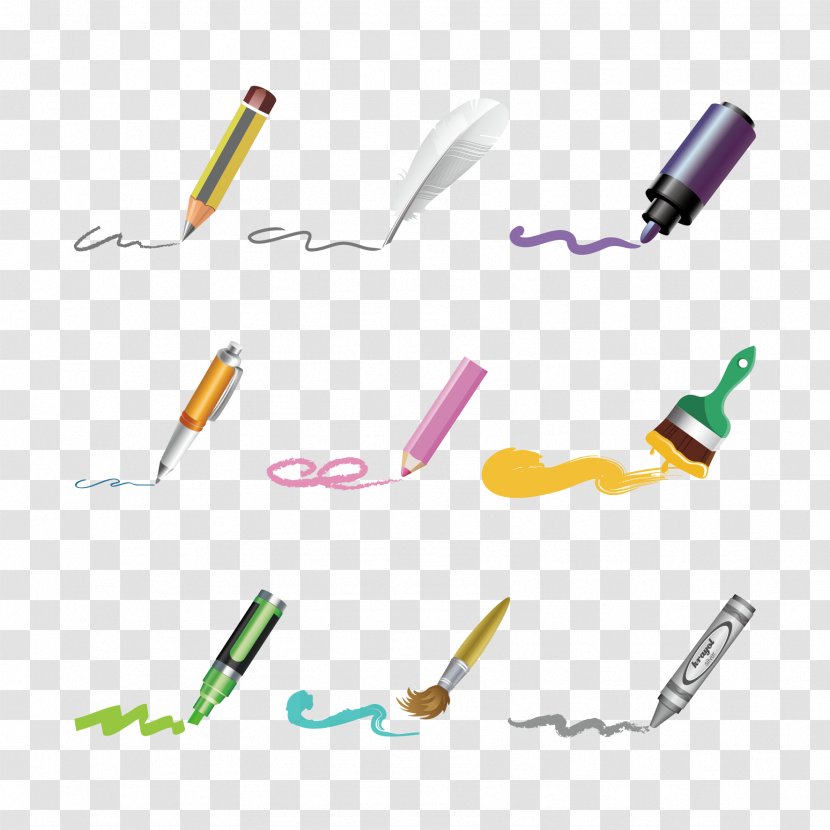 Colored Pencil Drawing - Vector Pen And Watercolor Transparent PNG