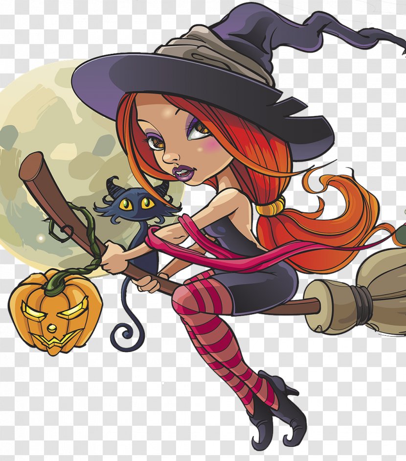 Halloween Witch Illustration - Watercolor - Cartoon Transparent PNG