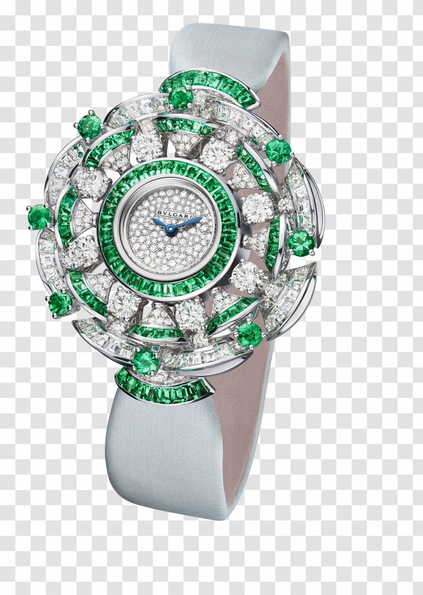 Watch Bulgari Jewellery Emerald Bracelet - Tourbillon - Watches Female Form Diamond Green Transparent PNG