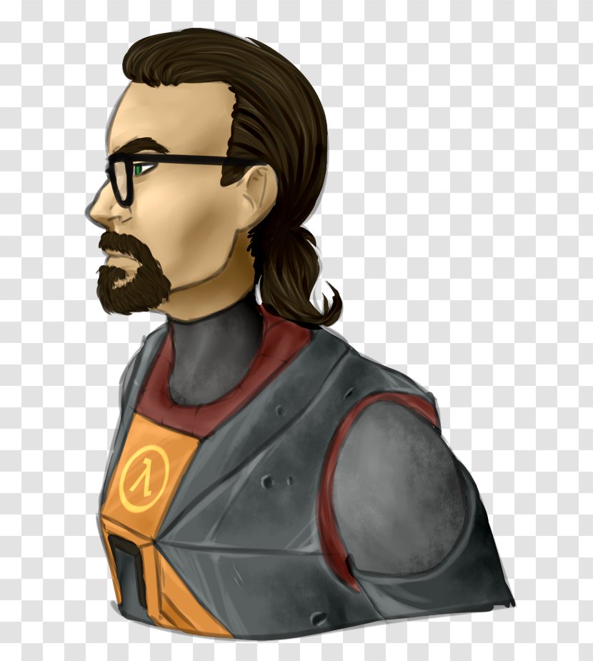 Gordon Freeman Half-Life 2 Wiki Monochrome - Grayscale Transparent PNG