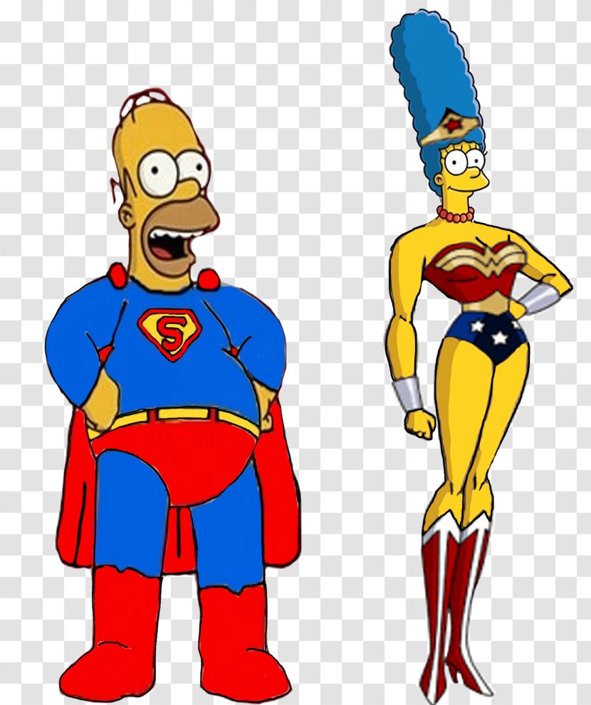 Homer Simpson Marge Superman Bart Wonder Woman - Large Transparent PNG