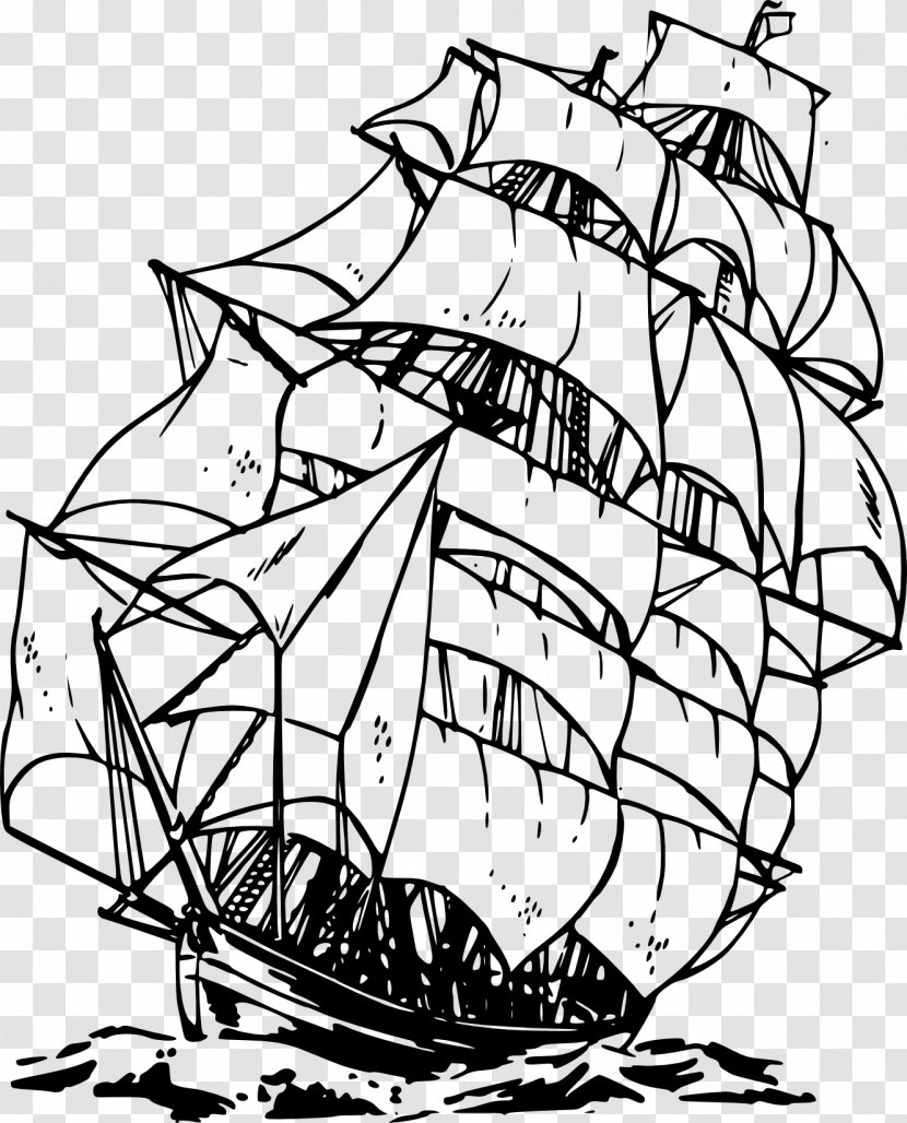 Sailing Ship Piracy Clip Art - Monochrome Photography - Cartoon Pirate Transparent PNG