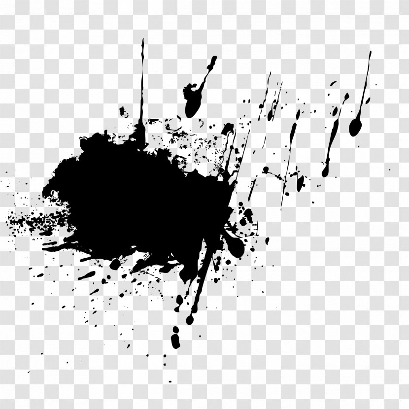 Black And White Graphic Design Monochrome Clip Art - Splatter Transparent PNG