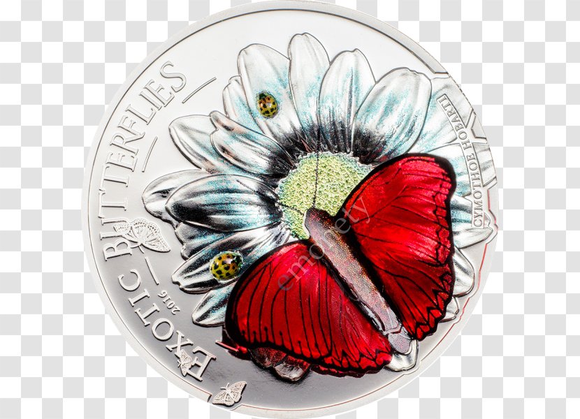 Butterfly Hobart's Red Glider Tanzania Silver Coin - Morpho Menelaus Transparent PNG