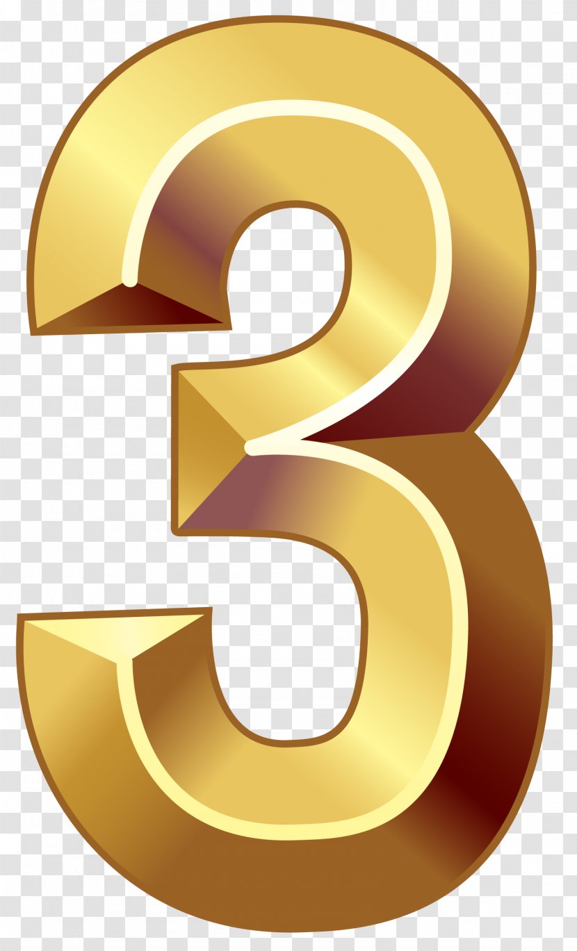 Number Numerical Digit Clip Art - Golden Ratio - Gold Three Clipart Image Transparent PNG