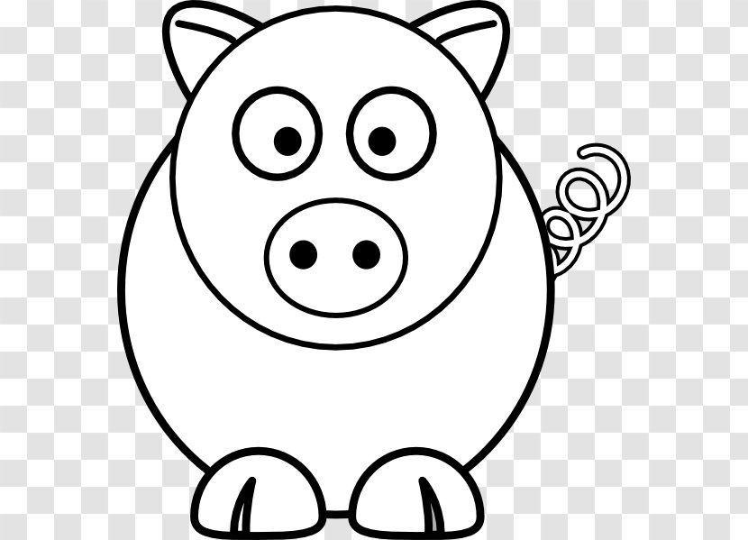 Pig Cartoon Drawing Line Art Clip - Happiness - Black And White Transparent PNG