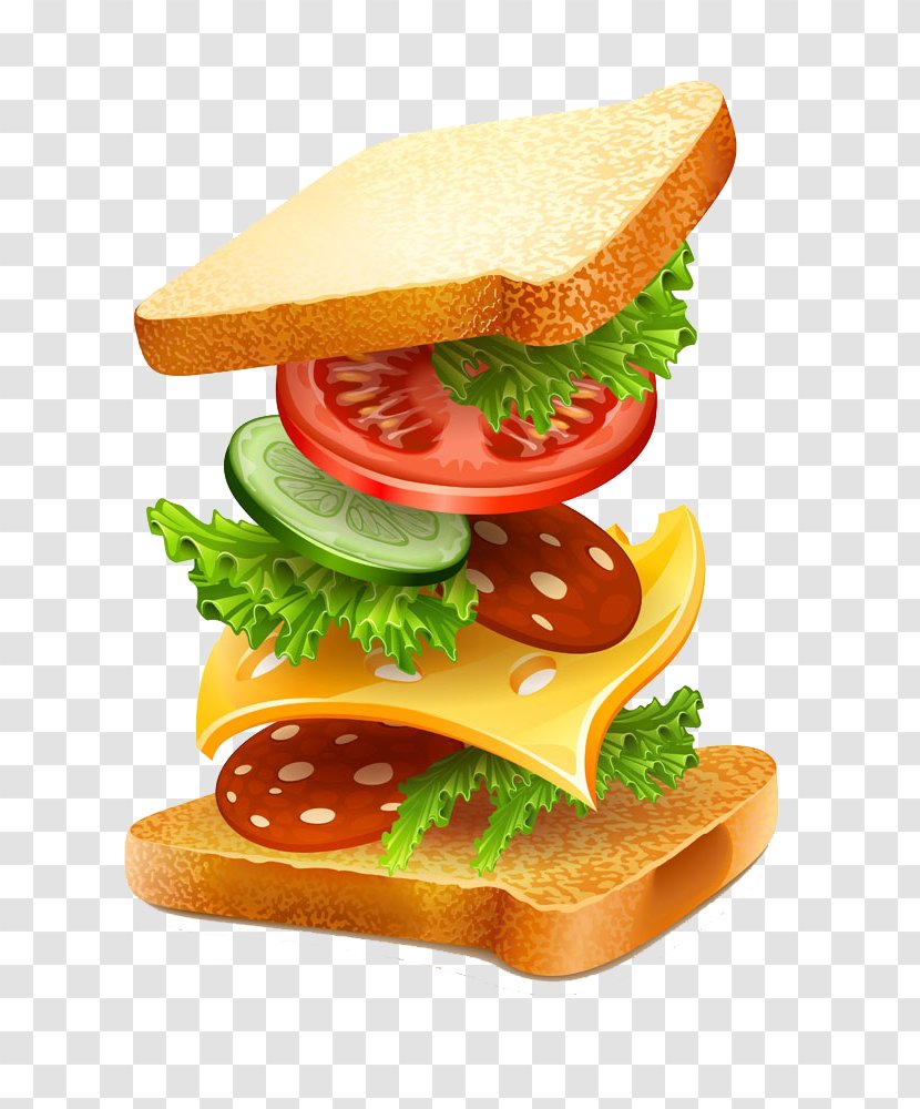 Sausage Egg Sandwich Fast Food Scrambled Eggs - Drawing Transparent PNG