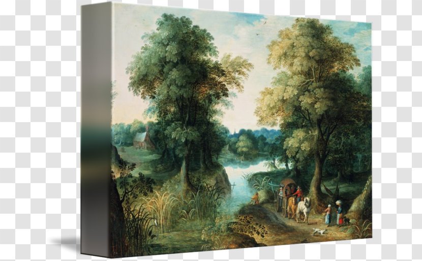 The Hunters In Snow Painting Landscape With Fall Of Icarus Winter Skaters And A Bird Trap Canvas Print - Jan Brueghel Elder Transparent PNG