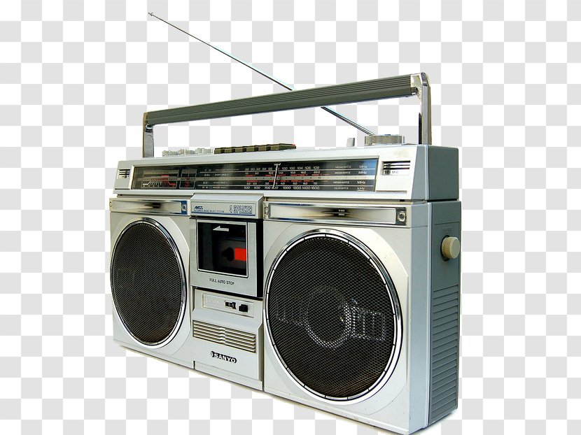 1980s Boombox Compact Cassette Radio Deck - Hip Hop - Flyer Moment Of The 80's Transparent PNG