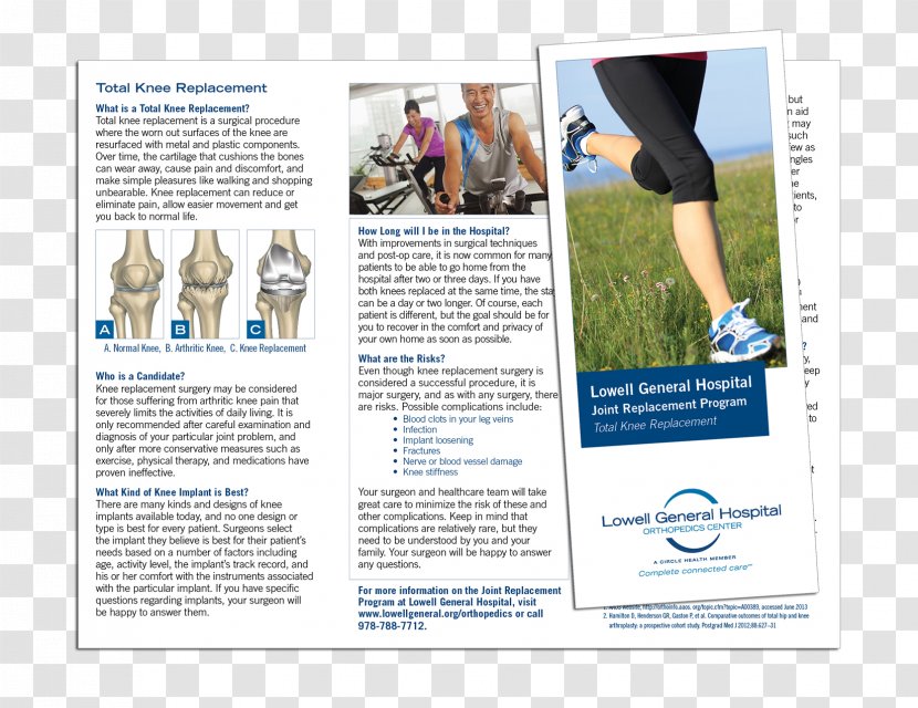 Advertising Brochure Graphic Designer Knee Replacement - Text Transparent PNG